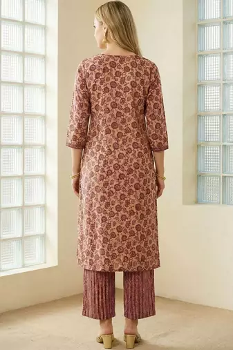 Women Floral Printed Regular Pure Cotton Kurta with Trousers & With Dupatta