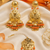 Orange leaf work earrings tikka set