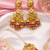 Pink leaf work earrings tikka set