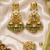 Parrot green leaf work earrings tikka set