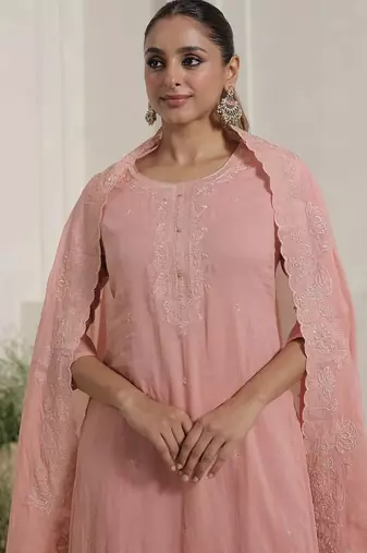 Women Ethnic Motifs Embroidered Cotton Kurta with Trousers & Dupatta