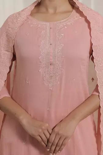 Women Ethnic Motifs Embroidered Cotton Kurta with Trousers & Dupatta