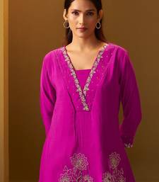 Women Floral Embroidered A-Line Kurta with Trousers