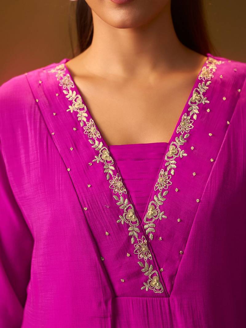 Women Floral Embroidered A-Line Kurta with Trousers
