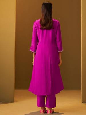 Women Floral Embroidered A-Line Kurta with Trousers 4
