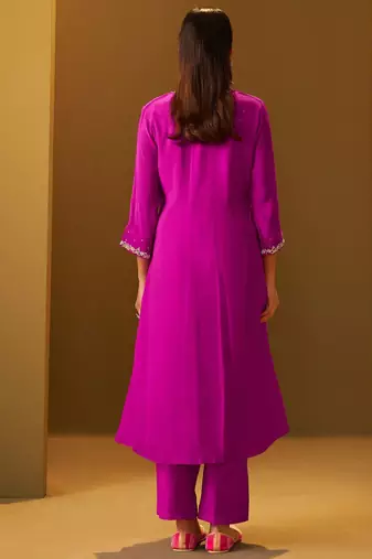 Women Floral Embroidered A-Line Kurta with Trousers