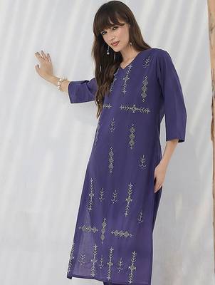 Geometric Printed Pure Cotton Kurta With Trousers 1
