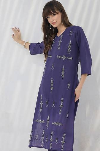 Geometric Printed Pure Cotton Kurta With Trousers