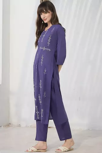 Geometric Printed Pure Cotton Kurta With Trousers
