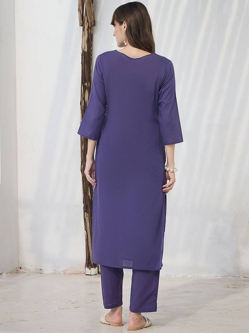 Geometric Printed Pure Cotton Kurta With Trousers