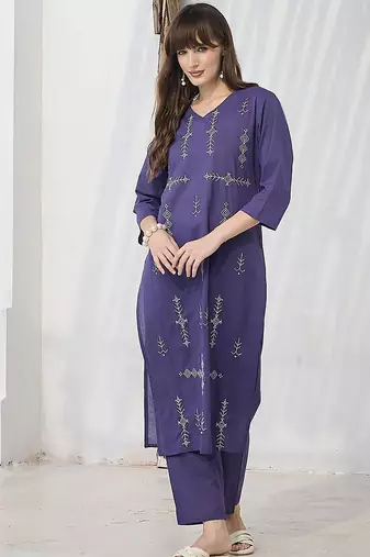 Geometric Printed Pure Cotton Kurta With Trousers