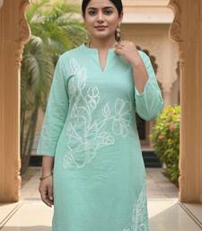 Floral Embroidered Thread Work Pure Cotton Kurta With Trousers