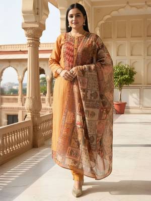 Women Ethnic Motifs Printed Kurta with Trousers & Dupatta 2