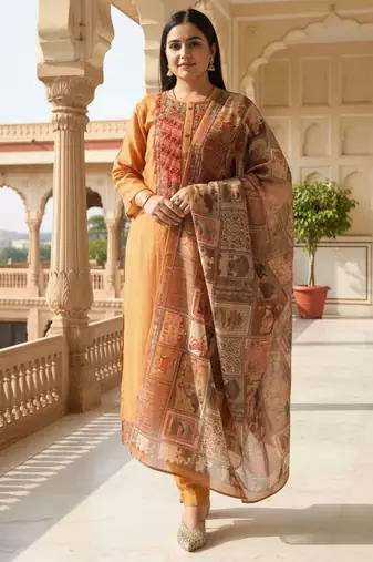 Women Ethnic Motifs Printed Kurta with Trousers & Dupatta