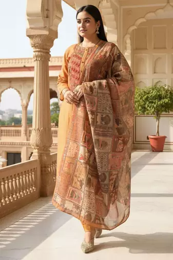 Women Ethnic Motifs Printed Kurta with Trousers & Dupatta