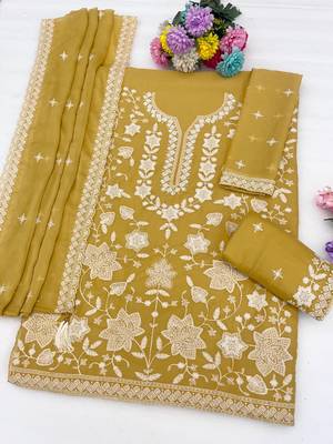 Yellow georgette embroidered kurta sharara set 3