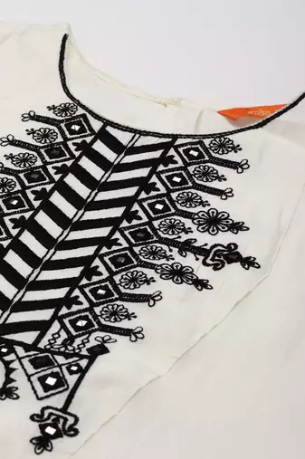 Women White Floral Yoke Design Regular Mirror Work Kurta with Palazzos & With Dupatta
