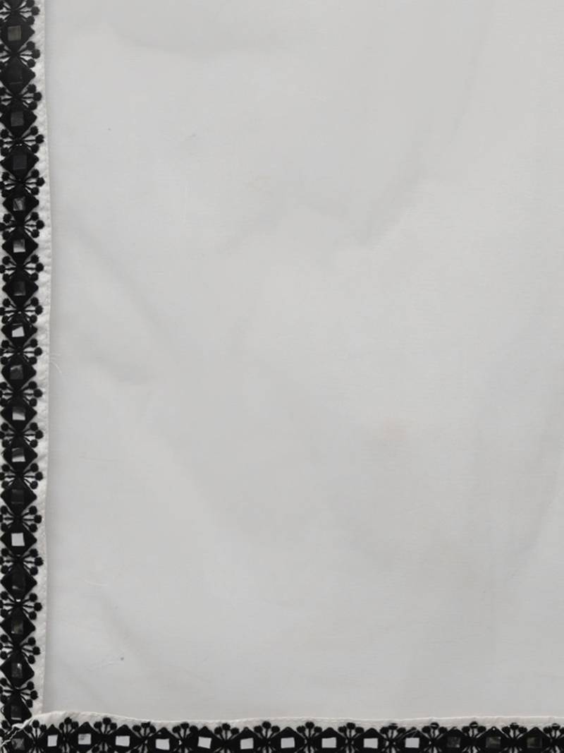 Women White Floral Yoke Design Regular Mirror Work Kurta with Palazzos & With Dupatta