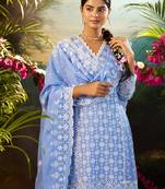 Women Ethnic Motifs Embroidered Cotton Kurta with Trousers & Dupatta