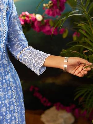 Women Ethnic Motifs Embroidered Cotton Kurta with Trousers & Dupatta 6