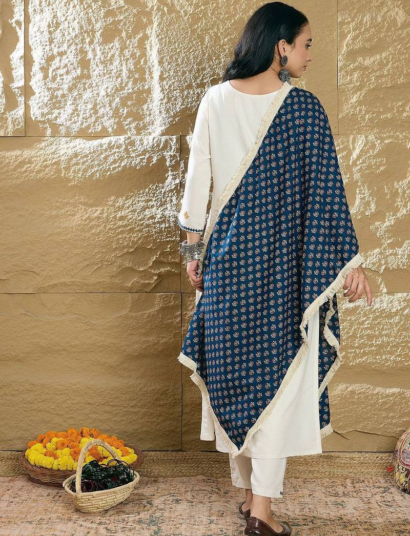 Women Ethnic Motifs Embroidered Kurta with Trousers & Dupatta