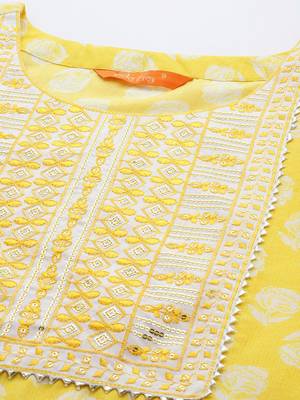 Floral Printed Regular Sequinned Pure Cotton Kurta With Trousers & Dupatta 2