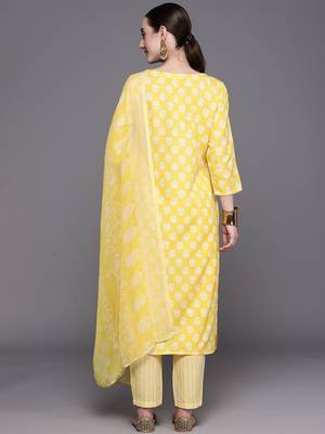 Floral Printed Regular Sequinned Pure Cotton Kurta With Trousers & Dupatta 7