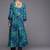 Turquoise Blue Tie & Dye Dyed Zari Sequined High Low A-Line Kurta with Trousers