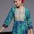Turquoise Blue Tie & Dye Dyed Zari Sequined High Low A-Line Kurta with Trousers