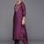 Women Purple Yoke Design Kurta with Trousers & Dupatta