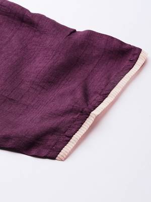 Women Purple Yoke Design Kurta with Trousers & Dupatta 9