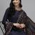 Women Navy Blue Kurta with Palazzos & With Dupatta