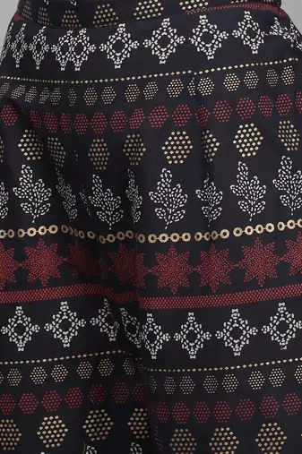 Women Navy Blue Kurta with Palazzos & With Dupatta