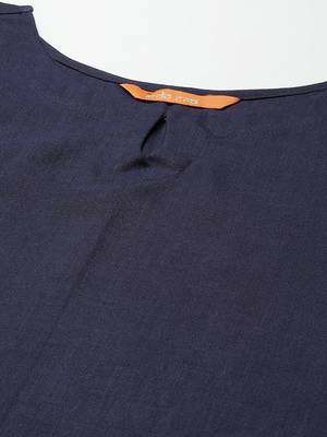 Women Navy Blue Kurta with Palazzos & With Dupatta 6