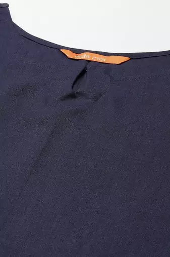 Women Navy Blue Kurta with Palazzos & With Dupatta