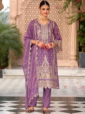 Women Ethnic Motifs Embroidered Regular Kurta with Trousers & With Dupatta 1