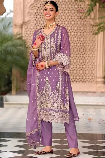 Women Ethnic Motifs Embroidered Regular Kurta with Trousers & With Dupatta