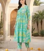 Women Floral Printed Regular Pure Cotton Kurta with Trousers