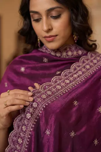 Women Ethnic Motifs Embroidered Regular Thread Work Kurta with Trousers & With Dupatta