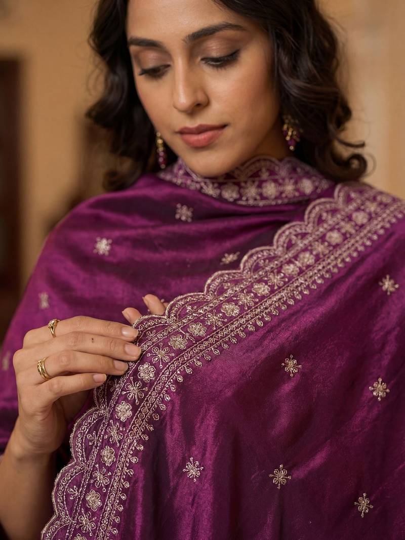 Women Ethnic Motifs Embroidered Regular Thread Work Kurta with Trousers & With Dupatta