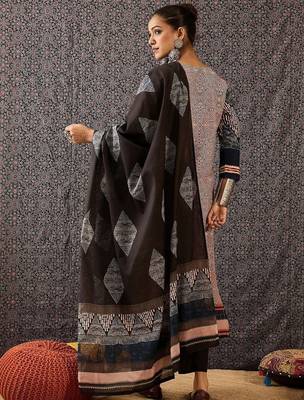 Women Printed Regular Beads and Stones Pure Cotton Kurta with Trousers & With Dupatta 6