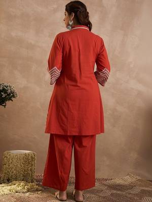 Women Ethnic Motifs Embroidered Regular Thread Work Pure Cotton Kurta with Palazzos 3