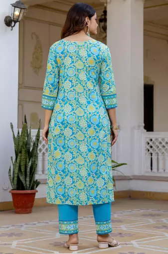 Women Floral Printed Regular Pure Cotton Kurta with Trousers & With Dupatta