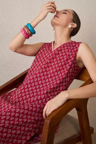 Women Ethnic Motifs Printed Regular Pure Cotton Kurta with Trousers