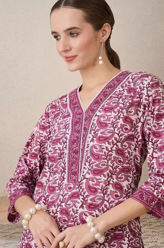 Women Paisley Printed Regular Pure Cotton Kurta with Trousers