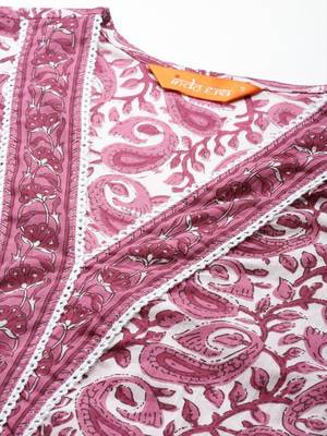 Women Paisley Printed Regular Pure Cotton Kurta with Trousers 4
