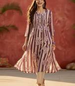Striped Printed Round Neck Panelled Pure Cotton Kurta With Trousers
