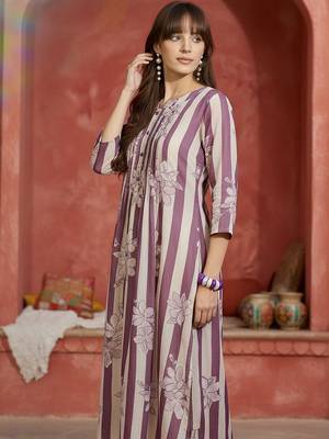 Striped Printed Round Neck Panelled Pure Cotton Kurta With Trousers 7