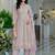 Floral Embroidered Thread Work Organza A-Line Kurta & Trousers With Dupatta