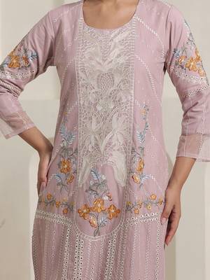 Women Floral Embroidered Sequinned Pure Cotton Kurta with Trousers & Dupatta 2